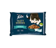 Nestlé FELIX Tasty shreds cat Multipack losos&tuniak v šťave kapsička 4x80 g