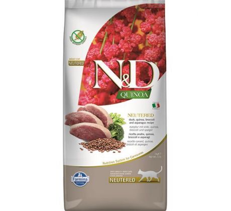 Farmina N&D cat QUINOA (GF) adult, neutered, duck, broccoli & asparagus 5kg