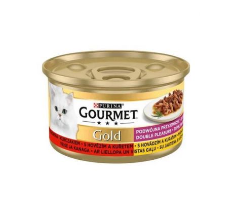 Nestlé GOURMET GOLD cat hovädzie&kura kúsky šťava konz.12x85 g