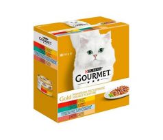 Nestlé GOURMET GOLD Multipack hovädzie s kuraťom, králik s pečeňou, morské ryby so špenatom, kačica s morkou konz.8x85 g