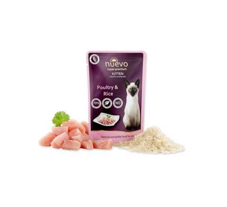 NUEVO cat Kitten Poultry with Rice bal. 16 x 85 g kapsičky