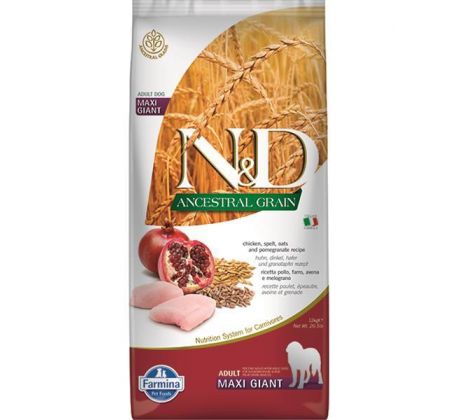 Farmina N&D dog AG adult giant maxi, chicken, spelt, oats & pomegranate 12 kg