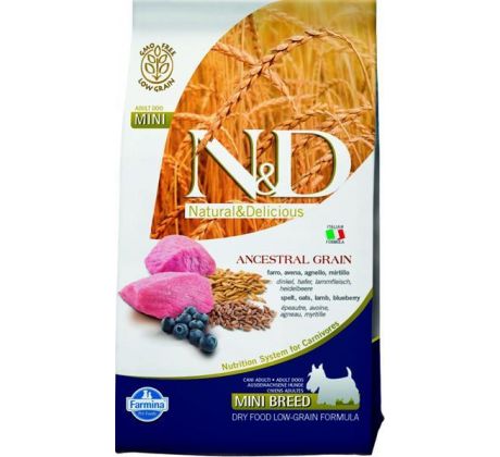 Farmina N&D dog AG adult mini, lamb, spelt, oats & blueberry 2,5 kg