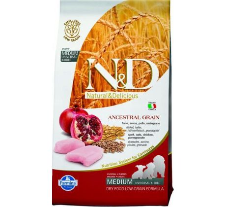 Farmina N&D dog AG puppy medium & maxi, chicken, spelt, oats & pomegranate 2,5 kg