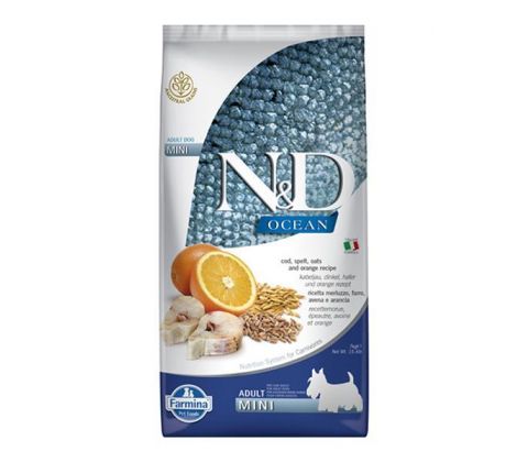 Farmina N&D dog OCEAN (AG) adult mini, codfish, spelt, oats & orange 7 kg