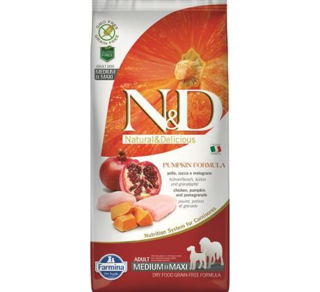 Farmina N&D dog PUMPKIN (GF) adult medium & maxi, chicken & pomegranate 12 kg