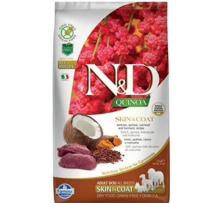 Farmina N&D dog QUINOA (GF) adult medium & maxi, skin & coat, venison & coconut 7 kg