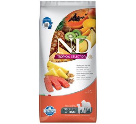 Farmina N&D dog TROPICAL SELECTION (AG) adult medium & maxi, salmon 10 kg